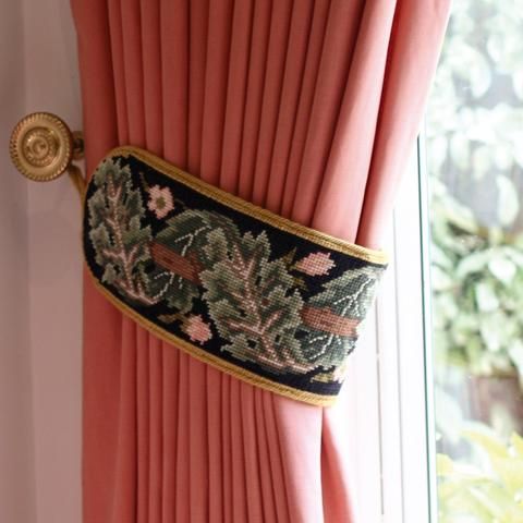 Black Embroidered Curtain Drape